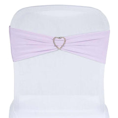 5 Pack Stretch Spandex Chair Sashes Lavender Lilac - Fitted Finish Two Ply Heavy Duty Chair Bands 5"x12"