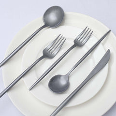 50 Pack Heavy Duty Plastic Utensil Set in Silver, Disposable Dinner and Dessert Cutlery Combo Set
