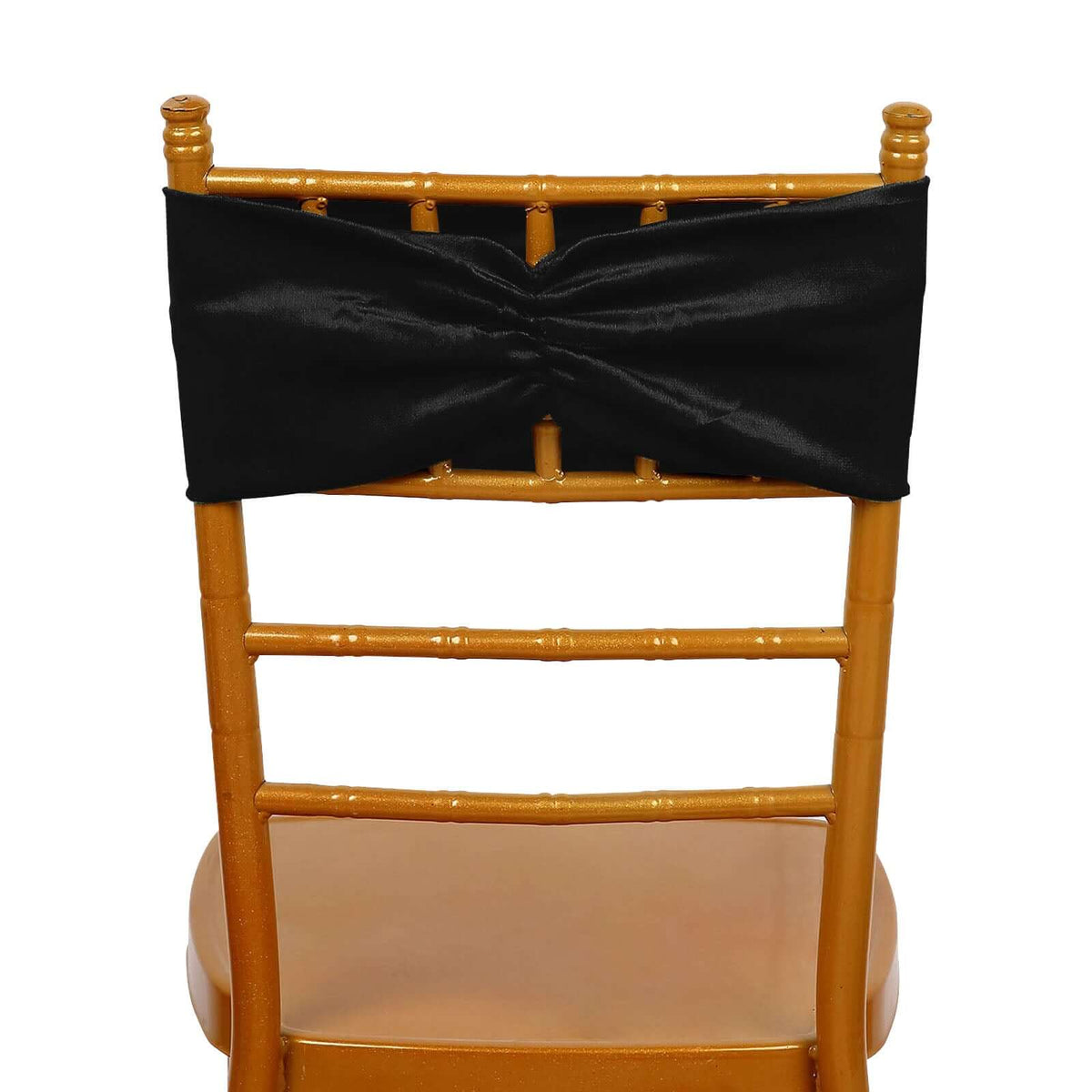 5 Pack Velvet Chair Sashes with Ruffled Center Black - Soft Stretchable Chair Bands for Sophisticated Event Decor
