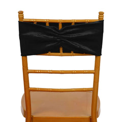 5 Pack Velvet Chair Sashes with Ruffled Center Black - Soft Stretchable Chair Bands for Sophisticated Event Decor